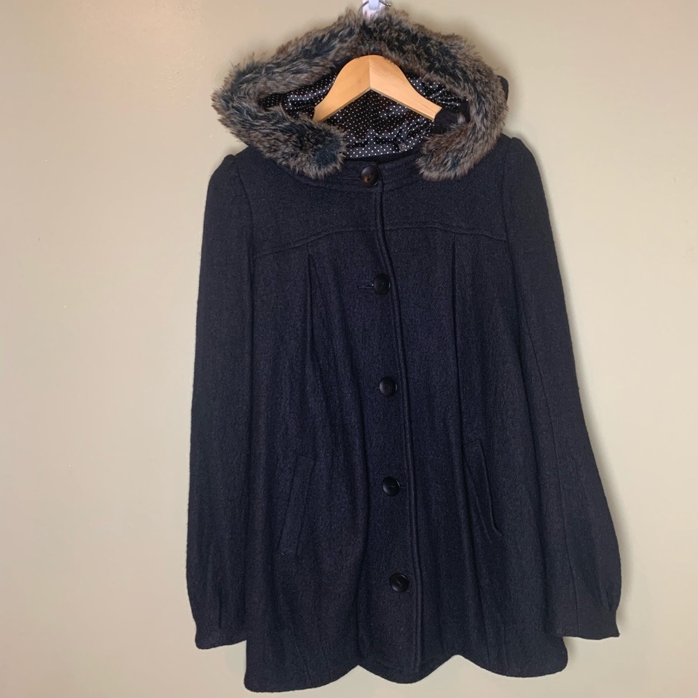 Free People Love Me Not Coat Faux Fur Hood